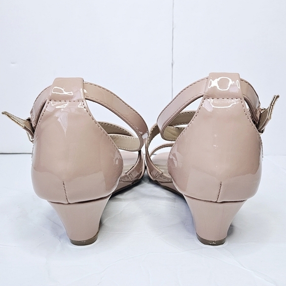 Dream Pairs Jones Womens Open Toe Low Heel Wedge Sandals Nude Patent Leather sz5 - Picture 5 of 8